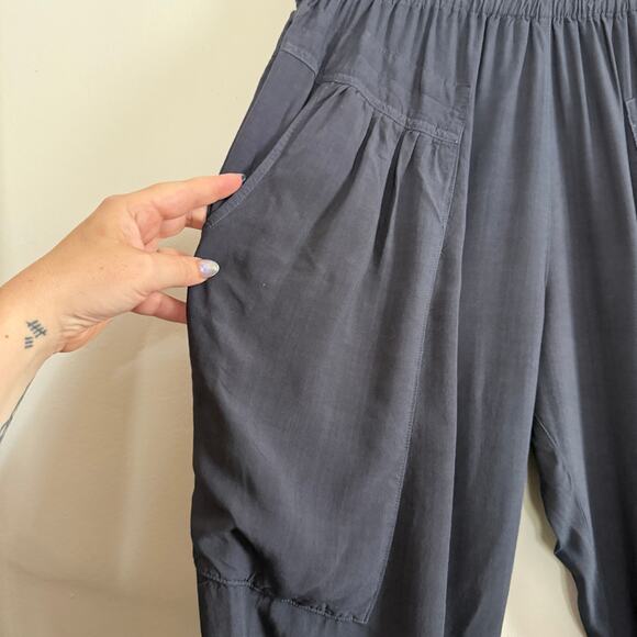 THE ODELLS | Navy Blue Slouch Lagenlook Jogger Pants | Size Small - Picture 3 of 7